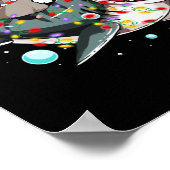 Opossum Riding Shark Weihnachtsmannmütze Weihnacht Poster (Ecke)