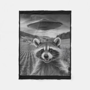Opossum Selfie mit Alien Ufo Funny Possum Geschenk Fleecedecke