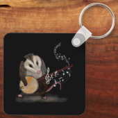 Opossum Spielen Banjo Gitarre Possum Live Weird Tr Schlüsselanhänger (Rückseite)