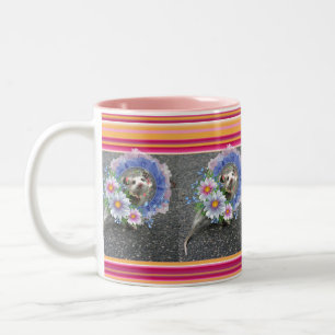 Opossum-Streifen-Blumen-Rosa-Tasse Zweifarbige Tasse