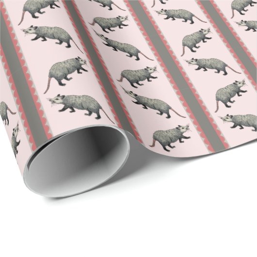 Opossum-Streifen Geschenkpapier (Rolleneckpunkt)