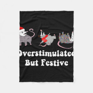 Opossum überstimuliert, aber festlich Weihnachten Fleecedecke