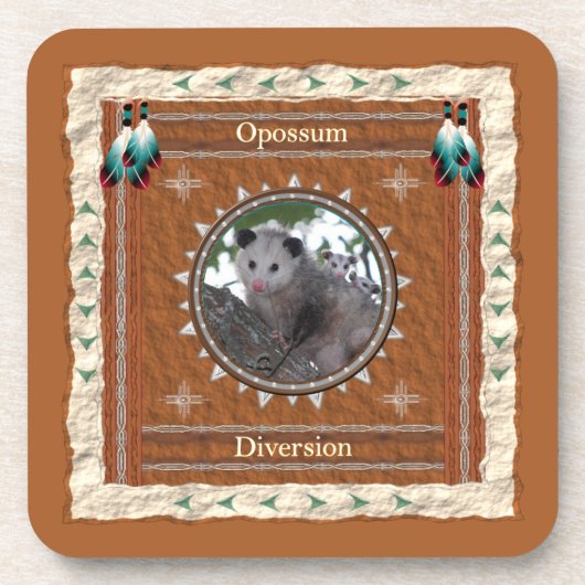 Opossum -Umleitung- Cork-Untersetzer-Set 6 Getränkeuntersetzer (Vorderseite)