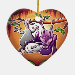 Opossum und Schläger in der Liebe Keramikornament