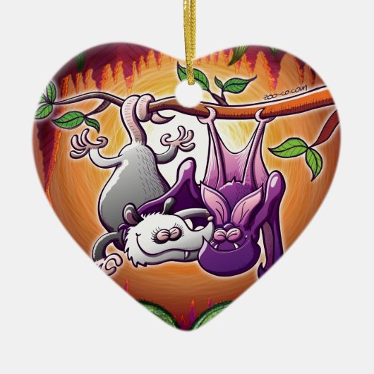 Opossum und Schläger in der Liebe Keramikornament (Vorne)