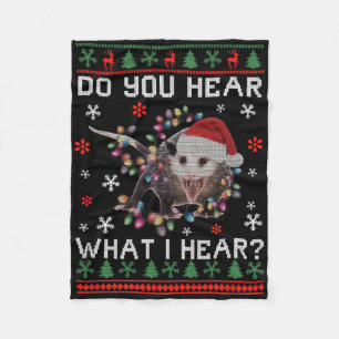 Opossum Weihnachten Hörst du, was ich höre Xmas Op Fleecedecke