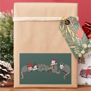 Opossum Weihnachten Süße Wilde Tiere Lustiges Xmas Rechteckiger Aufkleber
