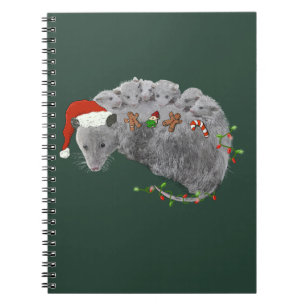 Opossum-Weihnachtsbaby-Opossums in Lichter gewicke Notizblock