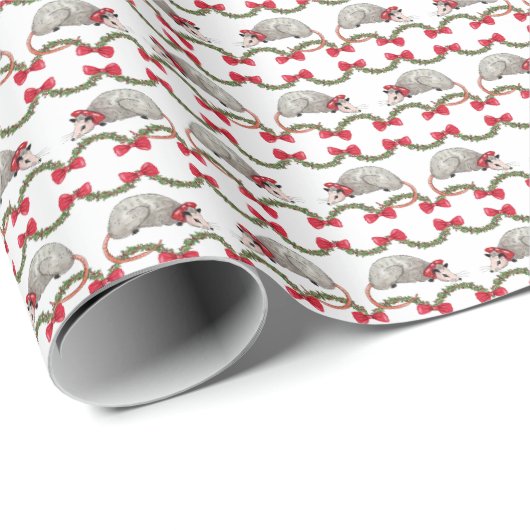 Opossum-Weihnachtspapier Geschenkpapier (Rolleneckpunkt)