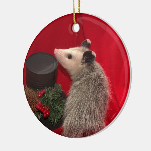Opossum-Weihnachtsverzierung Keramik Ornament (Links)