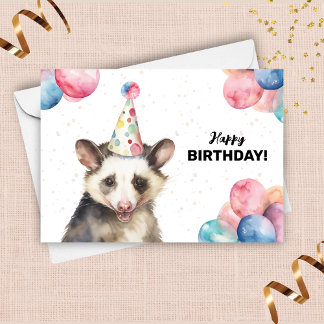 Opossum Wildlife Possum Wild Animal Happy Birthday Karte