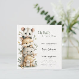Opossum Woodland Baby Shower Invitation Einladung