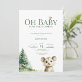 Opossum Woodland Baby Shower Invitation Feiertagskarte (Stehend Vorderseite)