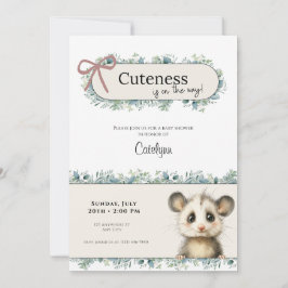 Opossum Woodland Baby Shower Invitation Save The Date