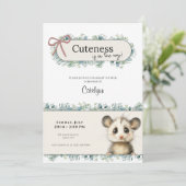 Opossum Woodland Baby Shower Invitation Save The Date (Stehend Vorderseite)