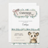 Opossum Woodland Baby Shower Invitation Save The Date (Vorne/Hinten)