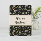 Opossummen in Black Birthday Party Einladung (Stehend Vorderseite)