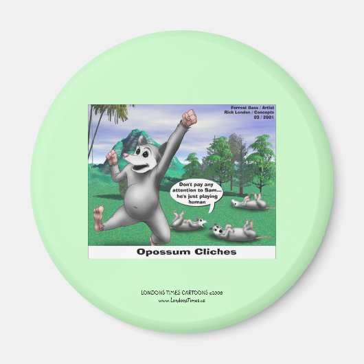 OPossummen Toter Cartoon Funny Magnet (Vorne)
