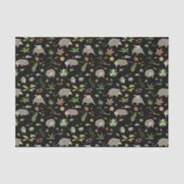 Opossums auf einem Beerenfeld in Schwarz Seidenpapier