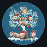Opossums On Christmas Tree Xmas Lights Santa Oposs Runder Aufkleber<br><div class="desc">Opossums On Christmas Tree Xmas Lights Santa Oposs</div>