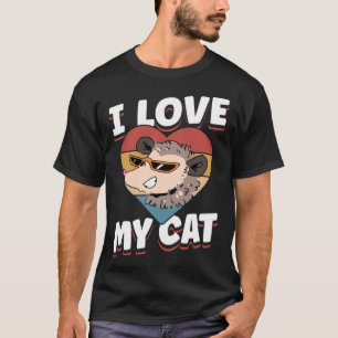 Opossums Vintage Ich liebe meine Katze T-Shirt
