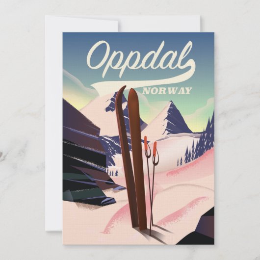 Oppdal Norway Ski Poster. Einladung (Vorderseite)