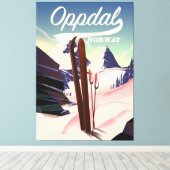 Oppdal Norway Ski Poster. Leinwanddruck (Insitu (Holzboden))