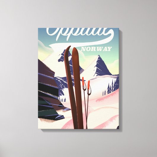 Oppdal Norway Ski Poster. Leinwanddruck (Vorderseite)