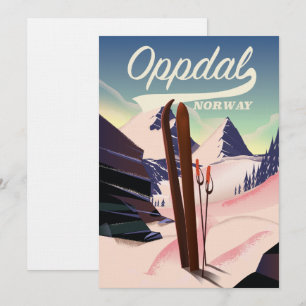 Oppdal Norwegen Ski-Plakat. Einladung