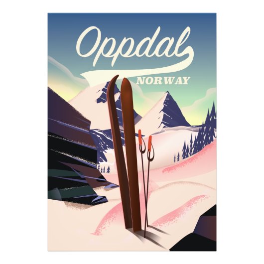 Oppdal Norwegen Ski-Plakat. Fotodruck (Vorne)