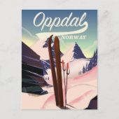 Oppdal Norwegen Skiposter. Postkarte (Vorderseite)