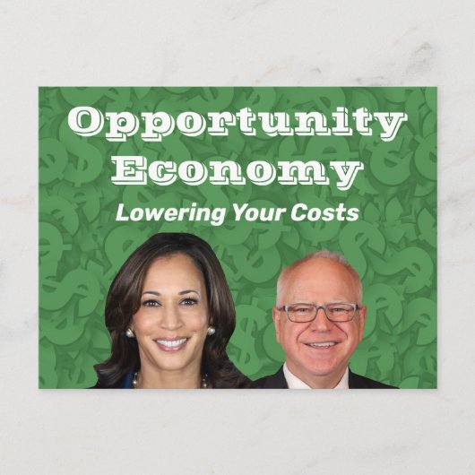 Opportunity Economy Harris Walz 2024 Postkarte (Vorderseite)