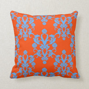 Oppositionellen ziehen Orange und Blue Damask an Kissen
