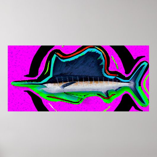 Opt-Art Pacific Sailfish Poster (Vorne)