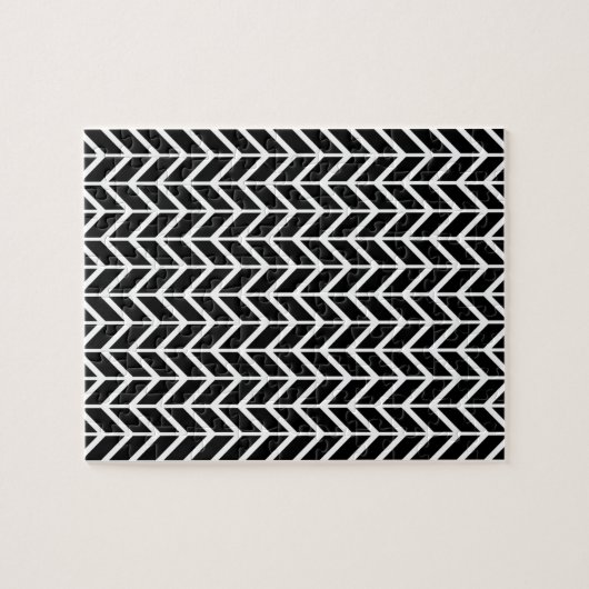 Optical Illusion Black White Herringbone Chevron Puzzle (Horizontal)