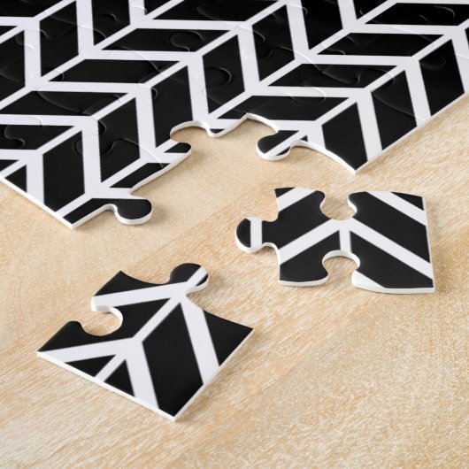 Optical Illusion Black White Herringbone Chevron Puzzle (Seite)