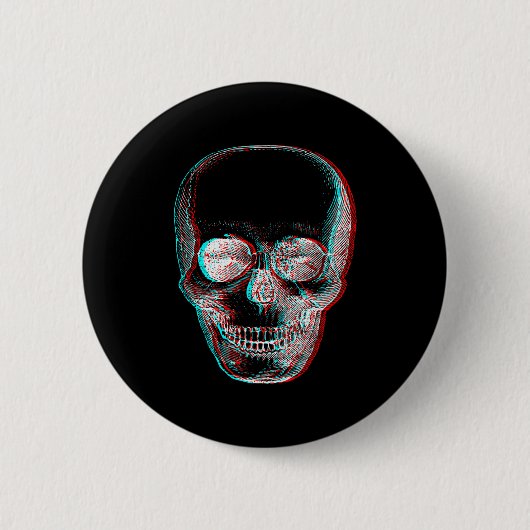 Optical Illusion Halloween Skeleton Skull Button (Vorderseite)