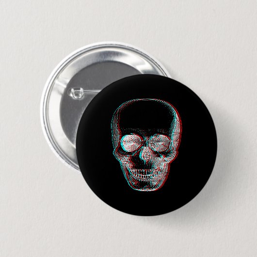 Optical Illusion Halloween Skeleton Skull Button (Vorne & Hinten)