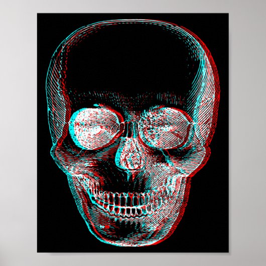 Optical Illusion Halloween Skeleton Skull  Poster (Vorne)
