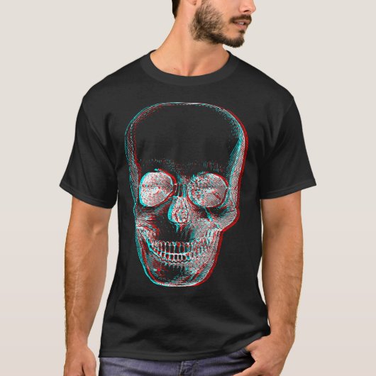 Optical Illusion Halloween Skeleton Skull  T-Shirt (Vorderseite)