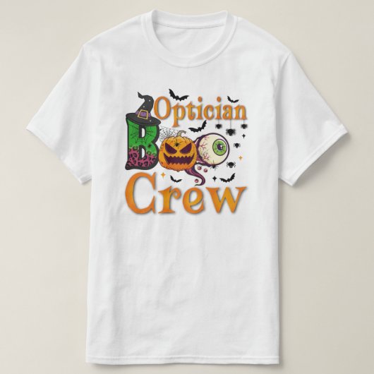 Optician Boo Crew Ghost Funny Optician Halloween T-Shirt (Design vorne)