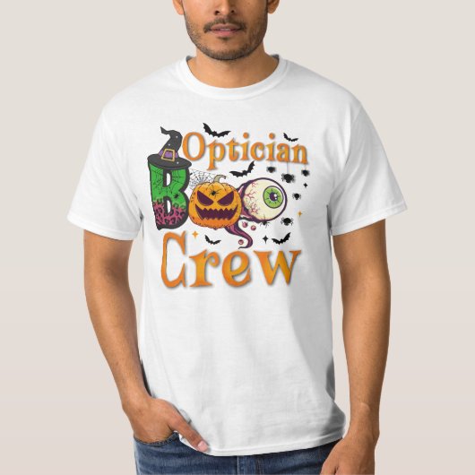 Optician Boo Crew Ghost Funny Optician Halloween T-Shirt (Vorderseite)