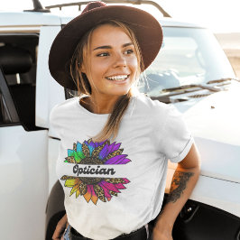 Optician Professionelle Regenbogenblume T-Shirt