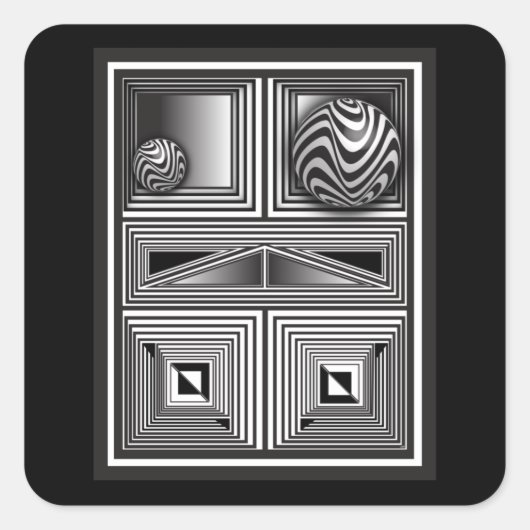 Optik durch Formen Quadratischer Aufkleber (Vorderseite)