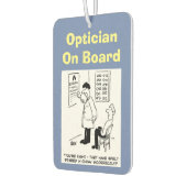 Optiker an Bord. Witziger Cartoon über Optimiker. Autolufterfrischer (Links)