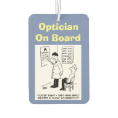 Optiker an Bord. Witziger Cartoon über Optimiker. Autolufterfrischer (Rückseite)