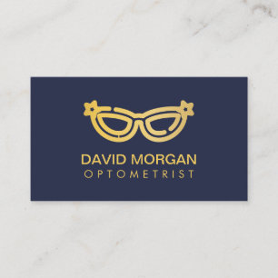 Optiker Brille navyblau und gold Visitenkarte