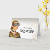 Optiker Dank an Steampunk Goggles Lady Karte (Gelbe Blume)