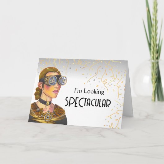 Optiker Dank an Steampunk Goggles Lady Karte (Vorderseite)