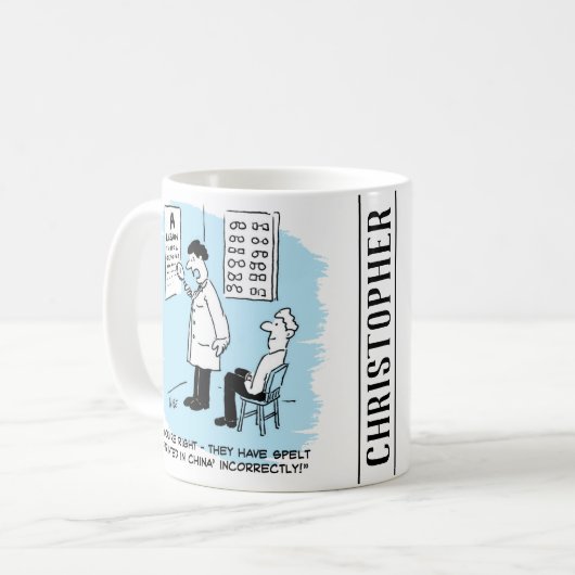 Optiker, der einen Augentest durchführt Kaffeetasse (Vorderseite Links)